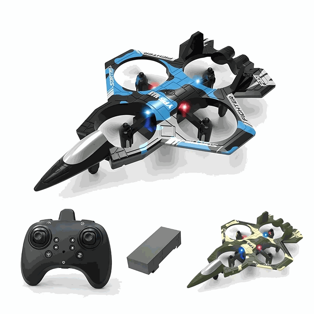 RC Foam Fighter Drone with remote controller, rechargeable battery, and crash-resistant foam design for kids and beginners