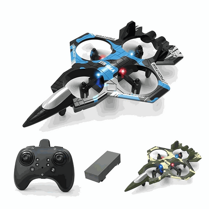 RC Foam Fighter Drone with remote controller, rechargeable battery, and crash-resistant foam design for kids and beginners