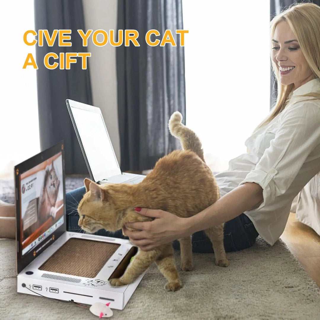 Cat Scratching Board Laptop – Interactive 3-in-1 Toy for Indoor Cats