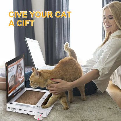 Cat Scratching Board Laptop – Interactive 3-in-1 Toy for Indoor Cats