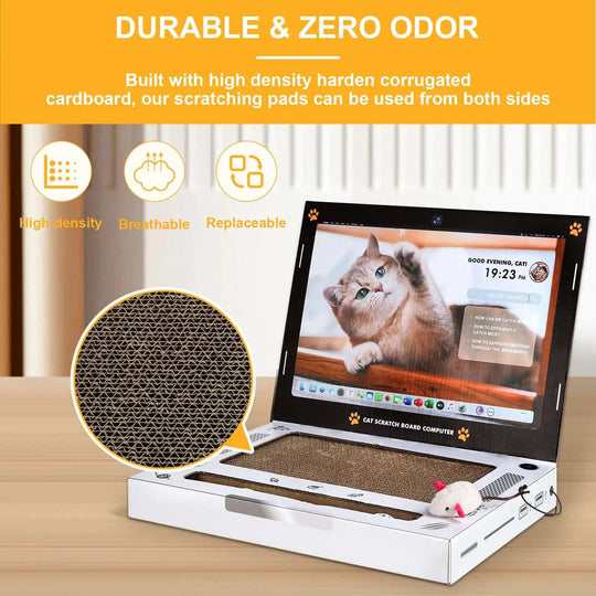 Cat Scratching Board Laptop – Interactive 3-in-1 Toy for Indoor Cats